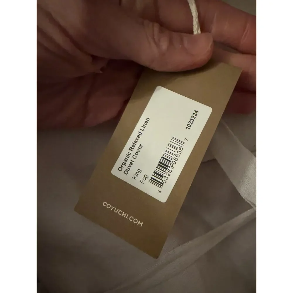 Coyuchi Organic Relaxed Linen Duvet Cover Fog Grey King Size NWT $548